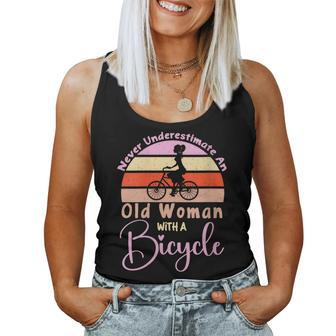 Never Underestimate An Old Woman With A Bicycle Lovers Women Tank Top - Monsterry DE