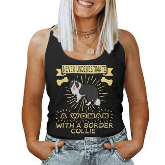 Never Underestimate A Woman With Border Collie Women Tank Top - Seseable