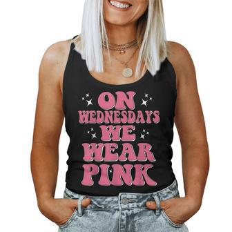 Funny We Wear Pink On Wednesdays Messy Bun On Wednesday Pink Women Tank Top | Mazezy