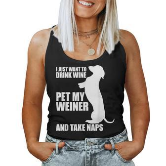 Weiner Dog Wine Dachshund And Naps Idea Women Tank Top - Seseable