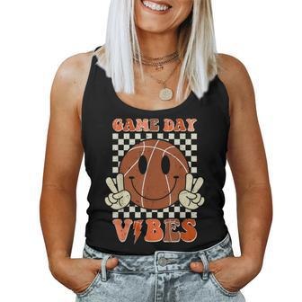 Game Day Vibes Basket Ball Retro Smile Face Sport Girl Women Tank Top - Monsterry