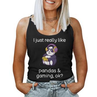 Gamer Funny Panda Lover Pandas And Video Gaming Women Tank Top Basic Casual Daily Weekend Graphic - Thegiftio UK