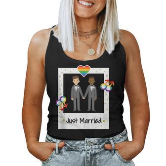 Gay Couple Just Married Rainbow Lgbt Wedding Men Husband Women Tank Top | Mazezy DE