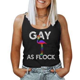 Gay As Flock Af Lgbt Rainbow Flag Pride Flamingo Meme Women Tank Top | Mazezy