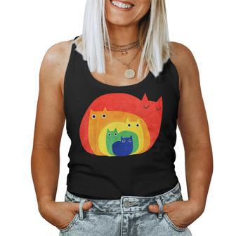 Gay Pride Cat Lgbt Cats Pile Cute Anime Rainbow Women Tank Top - Monsterry
