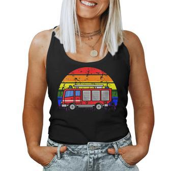 Gay Pride Firetruck Lgbt-Q Rainbow Flag Firefighter Fireman Women Tank Top | Mazezy CA