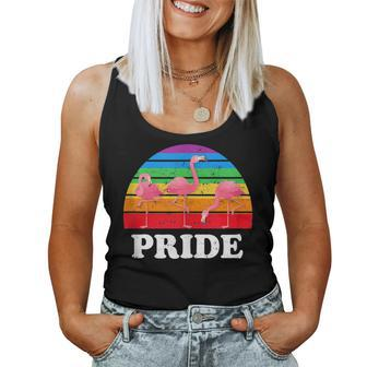 Gay Pride Flamingo Flock Retro Lgbtq Rainbow Women Tank Top | Mazezy