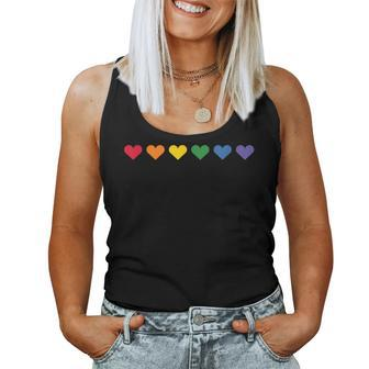 Gay Pride Hearts Lgbtq Ally - Rainbow Hearts Women Tank Top | Mazezy