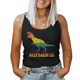 Gay Pride Lgbt Rainbow Allysaurus Dinosaur Ally Women Tank Top | Mazezy