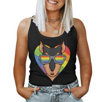 Gay Pride Lgbt Rainbow - Dog Breed Doberman - Lgbt Heart Women Tank Top | Mazezy