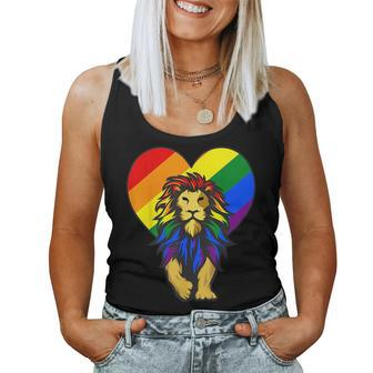 Gay Pride Lion Lgbt-Q Cool Animal Rainbow Flag Color Ally Women Tank Top | Mazezy