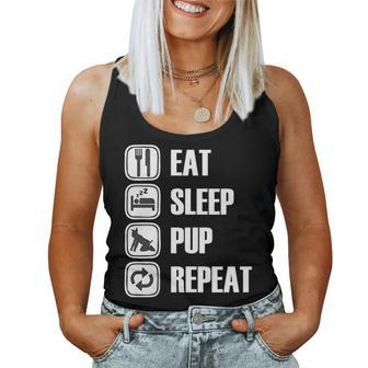 Gay Pride Puppy Play Eat Sleep Pup Repeat Women Tank Top | Mazezy