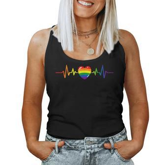 Gay Pride Rainbow Heartbeat Lgbtq Month Gender Equality Women Tank Top Basic Casual Daily Weekend Graphic - Thegiftio UK