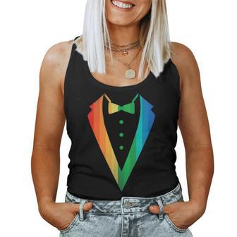 Gay Pride Rainbow Graphic Tuxedo Men Women Women Tank Top | Mazezy