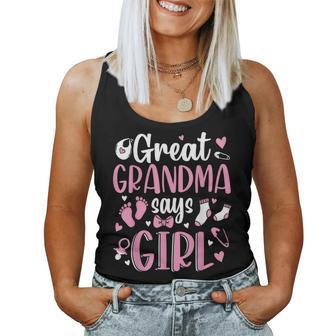 Gender Baby Reveal Great Grandma Says Girl Matching Family Women Tank Top Basic Casual Daily Weekend Graphic - Thegiftio UK