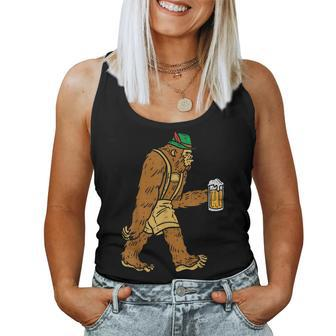 German Bigfoot Sasquatch Beer Lederhose Oktoberfest Women Tank Top - Thegiftio UK
