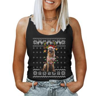 German Shepherd Christmas Reindeer Ugly Christmas Sweater Women Tank Top - Seseable