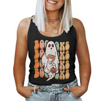 Ghost Book Reading Halloween Costume Teacher Books Lover Women Tank Top - Seseable