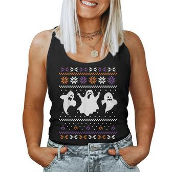 Ghost Ugly Sweater Halloween Christmas Sweater For Women Tank Top | Mazezy