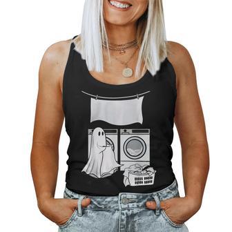 Ghost Wash Clothes Spooky Season Retro Halloween Women Tank Top - Monsterry