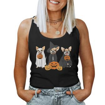 Ghost And Witch Chihuahua Halloween Dog Ghost Pumpkin Women Tank Top - Monsterry UK