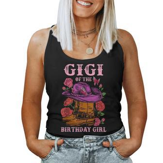 Gigi Of The Birthday Girl Pink Boots Cowgirl Matching Family Women Tank Top | Mazezy
