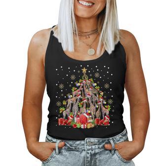 Giraffe Christmas Tree Light Sweater Xmas Ugly Sweater Women Tank Top - Thegiftio UK