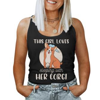 This Girl Loves Sleeping With Her Corgi Crazy Dog Lady Women Tank Top | Mazezy
