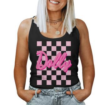 Girl Retro Dolly First Name Personalized Groovy Birthday Women Tank Top - Monsterry