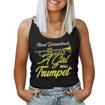 Girl Trumpet Never Underestimate A Girl With A Trumpet Women Tank Top - Thegiftio UK