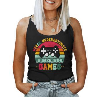 Girls Who Games Never Underestimate A Girl Who Games Women Tank Top - Seseable
