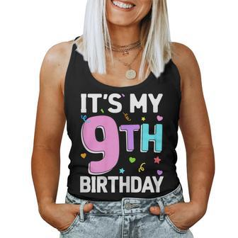 Girls It's My 9Th Birthday 9 Nine Happy Birthday Party Women Tank Top - Thegiftio UK