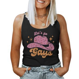 Lets Go Gays Lgbt Pride Cowboy Hat Retro Gay Rights Ally Women Tank Top | Mazezy