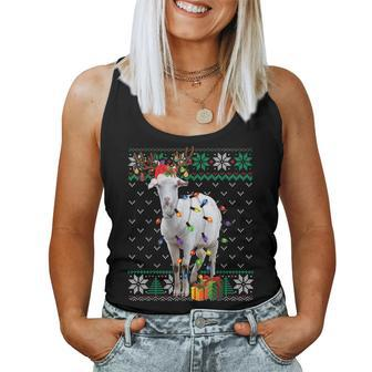 Goat Christmas Ugly Sweater Reindeer Christmas Pajama Farm Women Tank Top - Seseable