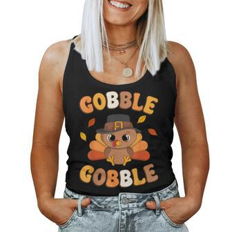 Gobble Turkey Day Happy Thanksgiving Toddler Girl Boy Women Tank Top | Mazezy