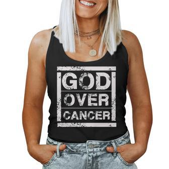 God Over Cancer Christian Faith Healing Quote Saying Women Tank Top | Mazezy
