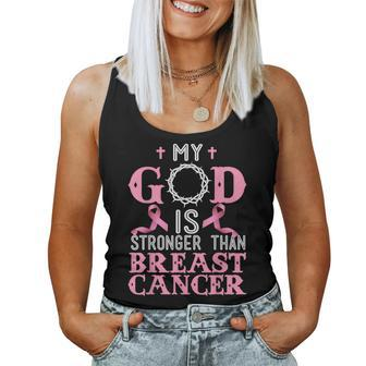My God Is Stronger Than Christian Breast Cancer Awareness Women Tank Top - Seseable