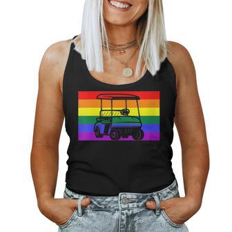 Golf Cart Gay Pride Flag Lgbtq Aesthetic Golfer Pattern Cute Women Tank Top | Mazezy