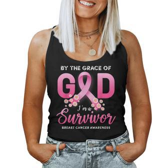 By The Grace God Im A Survivor Breast Cancer Survivor Women Tank Top - Seseable