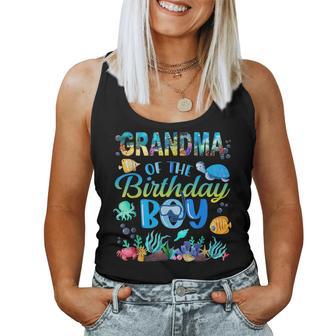 Grandma Of The Birthday Boy Sea Fish Ocean Animals Aquarium Women Tank Top Weekend Graphic - Seseable