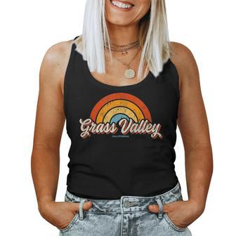 Grass Valley California Ca Vintage Rainbow Retro 70S Women Tank Top | Mazezy