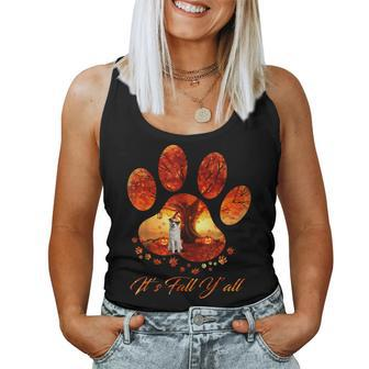 Great Pyrenees It's Fall Y'all Dog Paw Halloween Halloween Women Tank Top | Mazezy