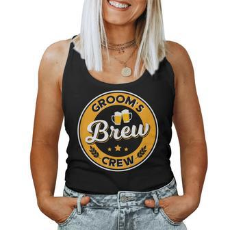 Groom's Brew Crew T Stag Party Beer Groomsmen Apparel Women Tank Top | Mazezy