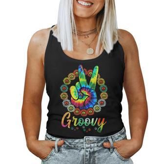 Groovy 70'S Tie Dye Vintage 70S Retro 70'S Hippie Costume Women Tank Top - Seseable