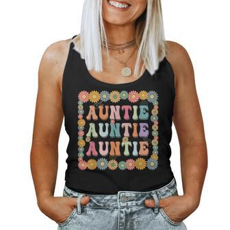 Groovy Auntie Family Matching Mothers Day Party For Women Women Tank Top Weekend Graphic - Seseable