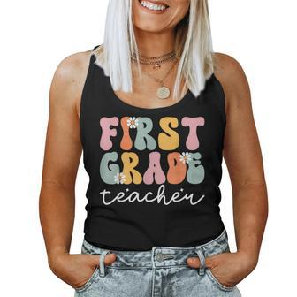 Groovy First Grade Teacher Retro 1St Day Of School Teacher Women Tank Top | Mazezy