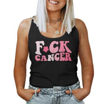 Groovy Fuck Cancer All Breast Cancer Awareness Women Tank Top - Seseable