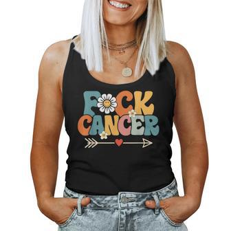 Groovy Fuck Cancer I Hate Cancer Breast Cancer Awareness Women Tank Top - Thegiftio UK
