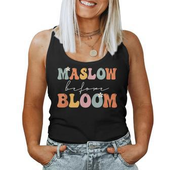 Groovy Maslow Before Bloom Sped Teacher School Psychologist Women Tank Top Weekend Graphic - Monsterry CA
