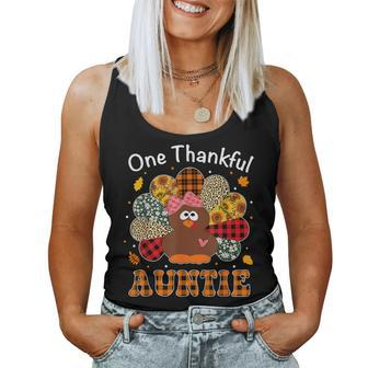 Groovy One Thankful Auntie Leopard Turkey Thanksgiving Women Tank Top | Mazezy UK